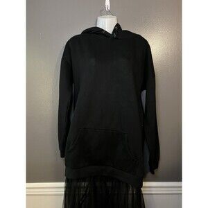 Nicopanda Hoodie Dress Womens Small Black Tulle Mesh Skirt Long Pullover Goth